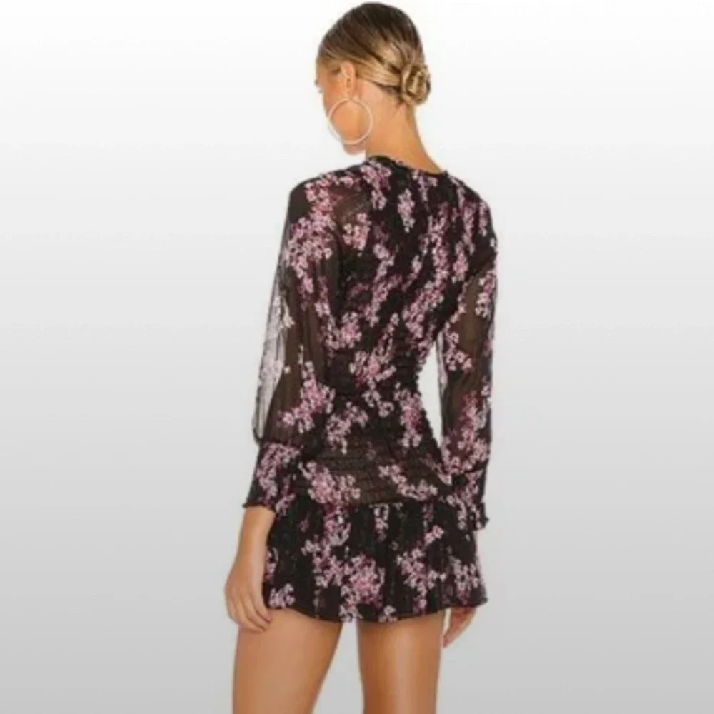 Misa Roisin Smocked Dress Berry Floral Med. CB2103 - Picture 2 of 12